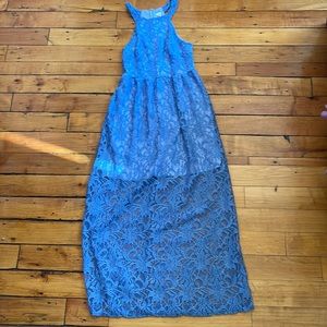 Blue lace high neck maxi dress. Francesca’s